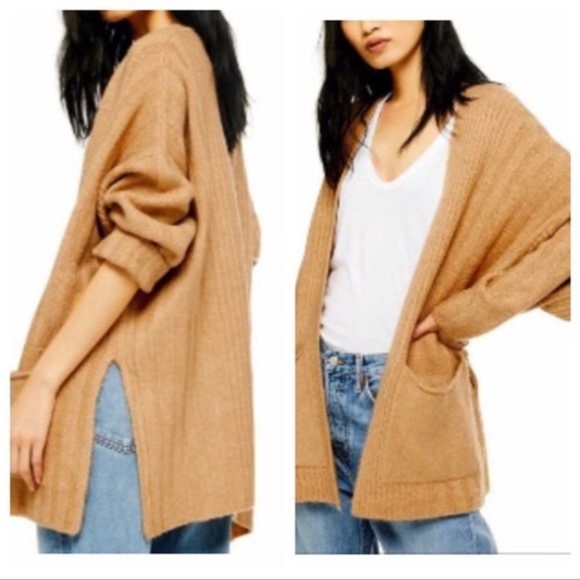 Topshop Sweaters - Topshop Brown Oversized Cardigan with pockets